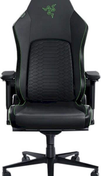 Razer-ის სკამი Iskur V2 EPU ტყავი, 4D სახელურები, შავ-მწვანე